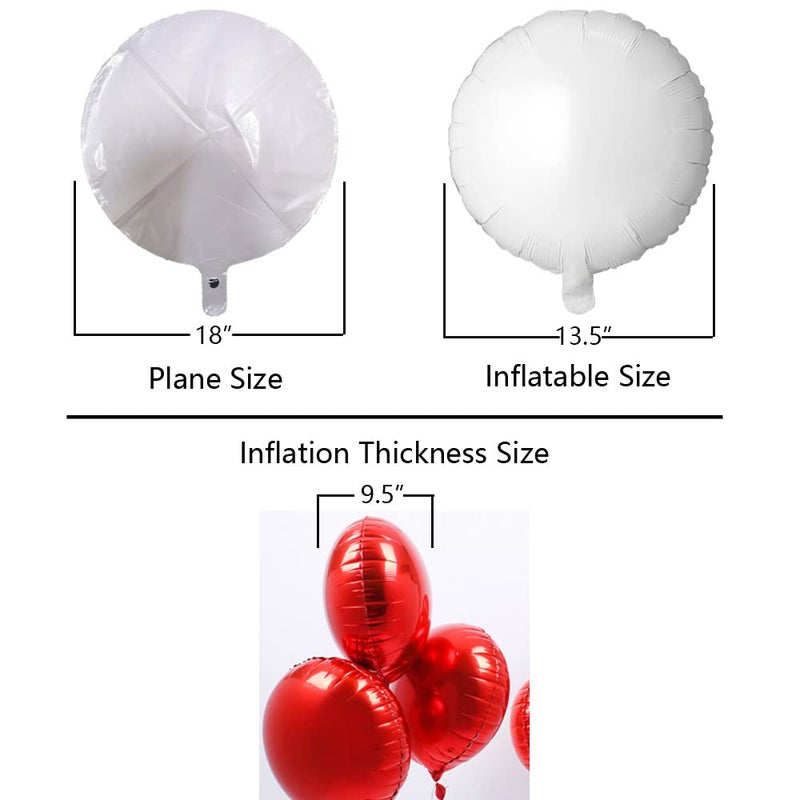 Adeer White Foil Balloon Round Shaped Mylar Helium Balloons Graduation Party Balloons Wedding Baby Shower Birthday Party Decorations, 18 Inches, Pack of 20 - Image 2